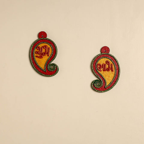  Handpainted Wooden Shubh Labh Hangings (Set of 2) 