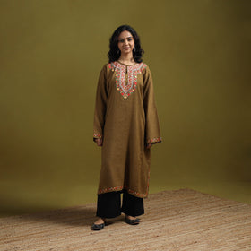 Handwoven aari hand embroidered kashmiri merino wool pheran