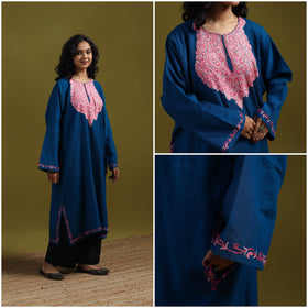 Handwoven aari hand embroidered kashmiri merino wool pheran