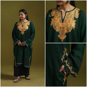 Handwoven aari hand embroidered kashmiri pure wool pheran