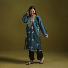 Handwoven aari hand embroidered kashmiri pure wool pheran