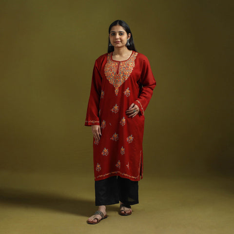 Handwoven aari hand embroidered kashmiri pure wool pheran