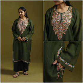 Handwoven aari hand embroidered kashmiri pure wool pheran