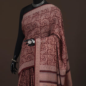 Handwoven merino wool natural dyed hand bagh saree 02