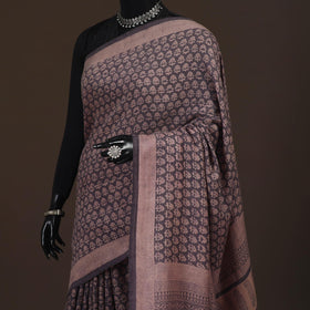 Handwoven merino wool natural dyed hand bagh saree 04
