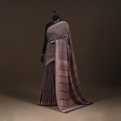 Handwoven merino wool natural dyed hand bagh saree 04