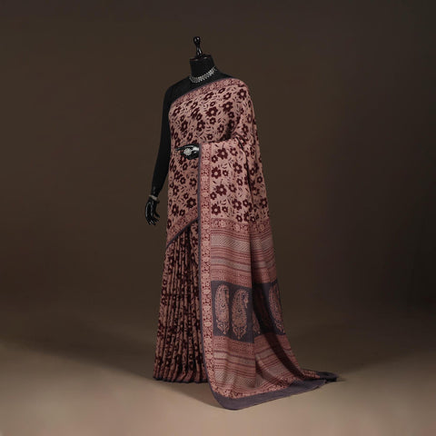 Handwoven merino wool natural dyed hand bagh saree 05