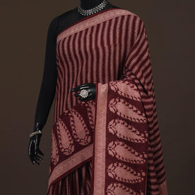 Handwoven merino wool natural dyed hand bagh saree 06