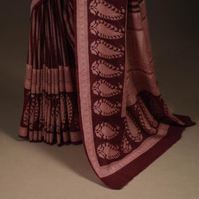 Handwoven merino wool natural dyed hand bagh saree 06