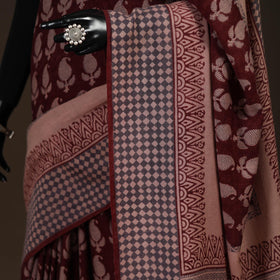 Handwoven merino wool natural dyed hand bagh saree 09