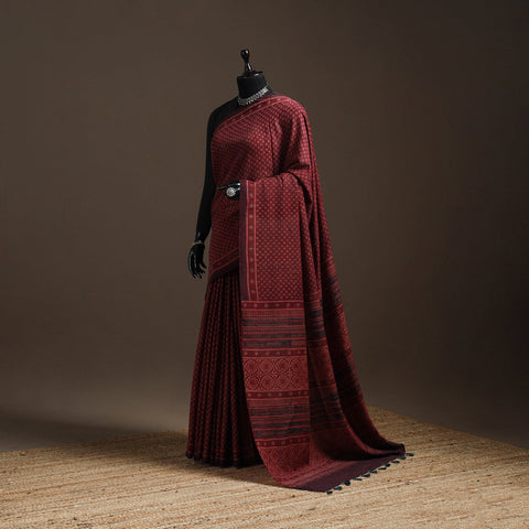 Handwoven merino wool natural dyed hand saree 03