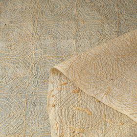  Handwoven Pure Tussar Silk Kantha Work Fabric