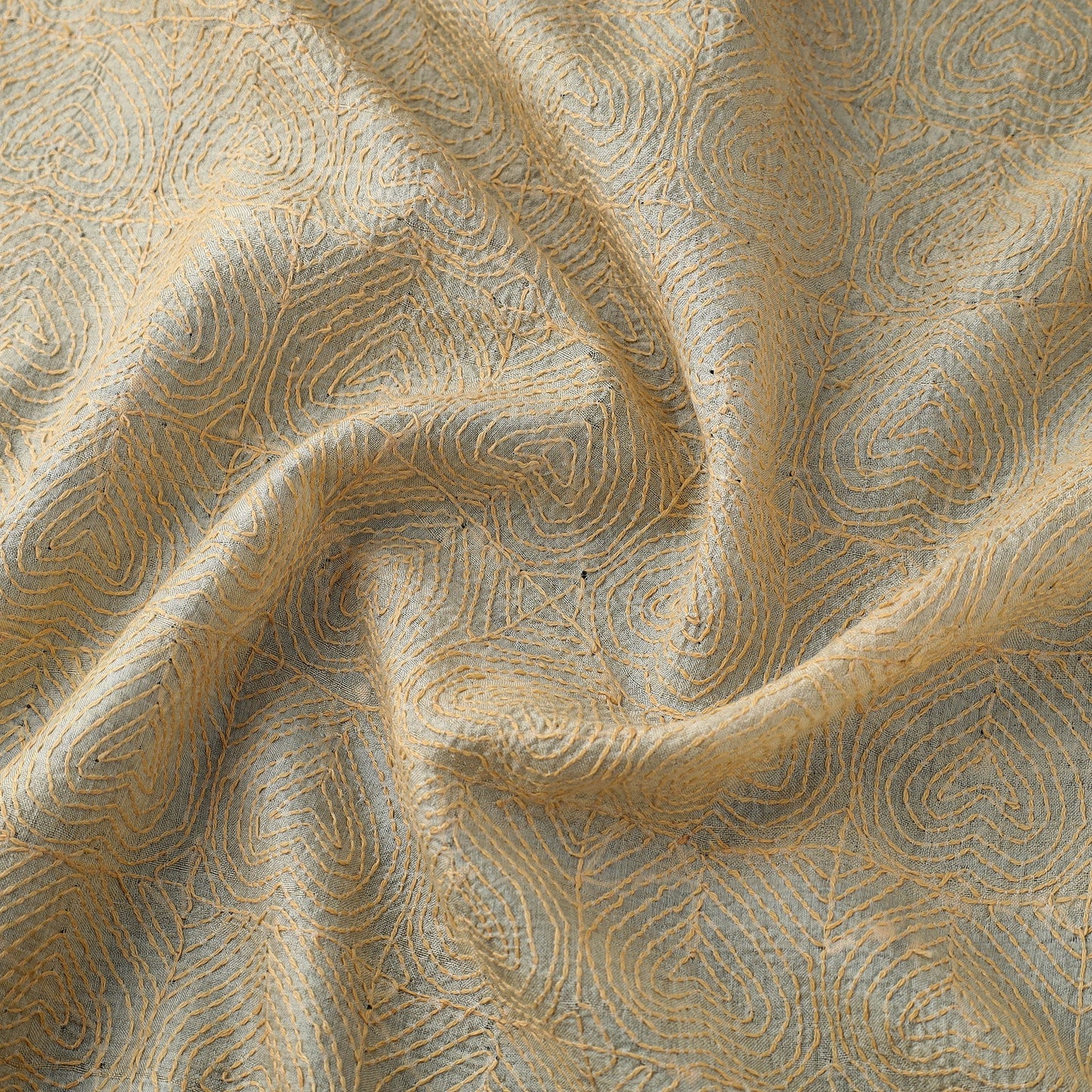  Handwoven Pure Tussar Silk Kantha Work Fabric