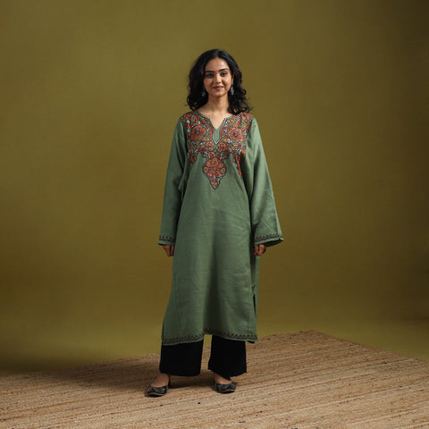 Handwoven sozni hand embroidered kashmiri merino wool