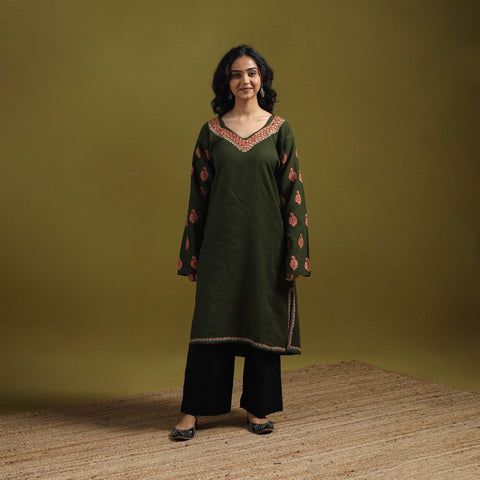 Handwoven sozni hand embroidered kashmiri merino wool