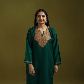 Handwoven sozni hand embroidered kashmiri pure wool pheran