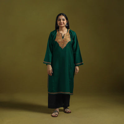 Handwoven sozni hand embroidered kashmiri pure wool pheran