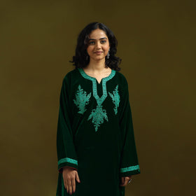 Handwoven sozni hand embroidered kashmiri velvet pheran 42