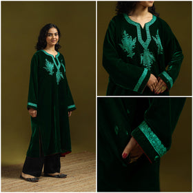 Handwoven sozni hand embroidered kashmiri velvet pheran 42