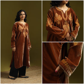 Handwoven sozni hand embroidered kashmiri velvet pheran 44