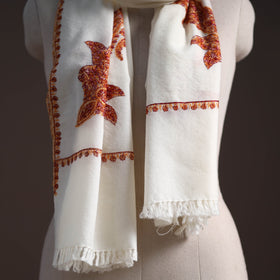 Handwoven sozni hand embroidered merino wool kashmiri stole