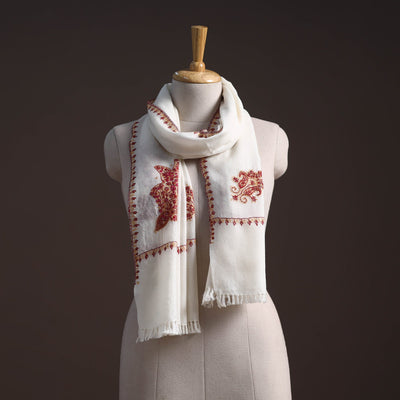 Handwoven sozni hand embroidered merino wool kashmiri stole