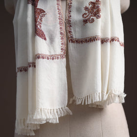 Handwoven sozni hand embroidered merino wool kashmiri stole