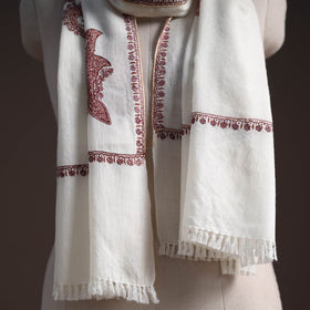 Handwoven sozni hand embroidered merino wool kashmiri stole