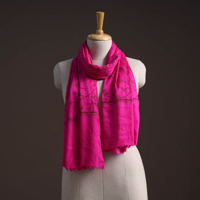 Handwoven sozni hand embroidered merino wool kashmiri stole