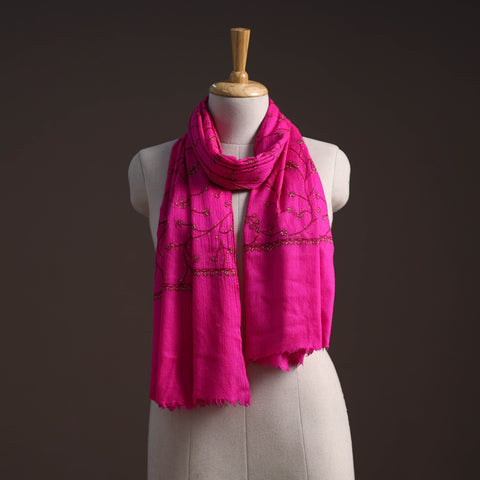 Handwoven sozni hand embroidered merino wool kashmiri stole