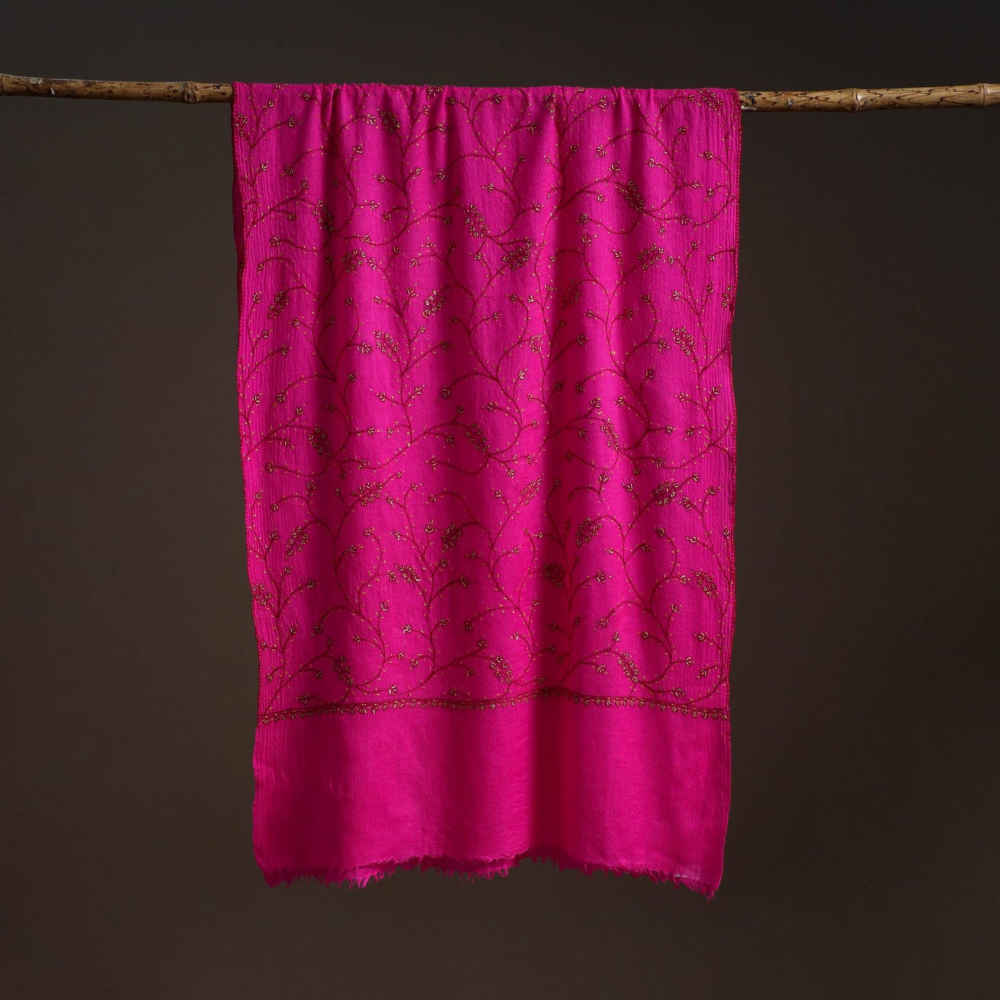 Handwoven sozni hand embroidered merino wool kashmiri stole