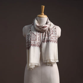 Handwoven sozni hand embroidered merino wool kashmiri stole