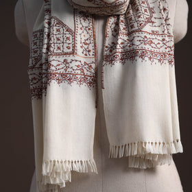 Handwoven sozni hand embroidered merino wool kashmiri stole