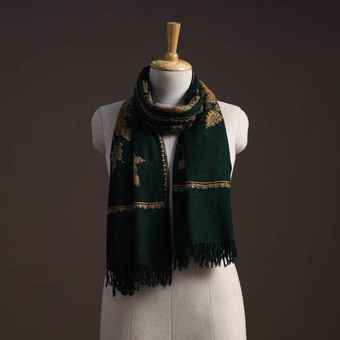 Handwoven sozni hand embroidered merino wool kashmiri stole