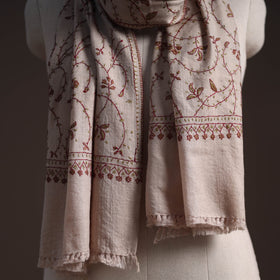 Handwoven sozni hand embroidered merino wool kashmiri stole