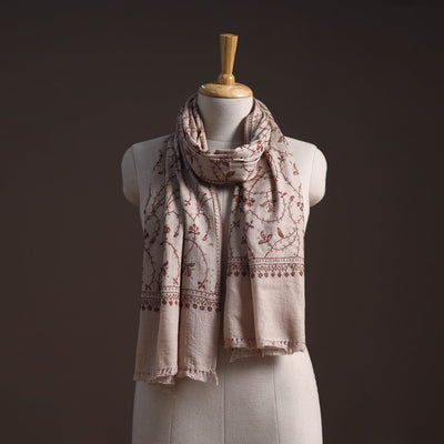 Handwoven sozni hand embroidered merino wool kashmiri stole