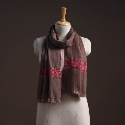 Handwoven sozni hand embroidered merino wool kashmiri stole