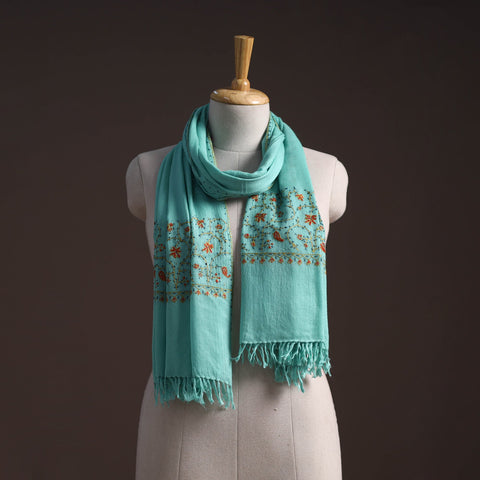 Handwoven sozni hand embroidered merino wool kashmiri stole