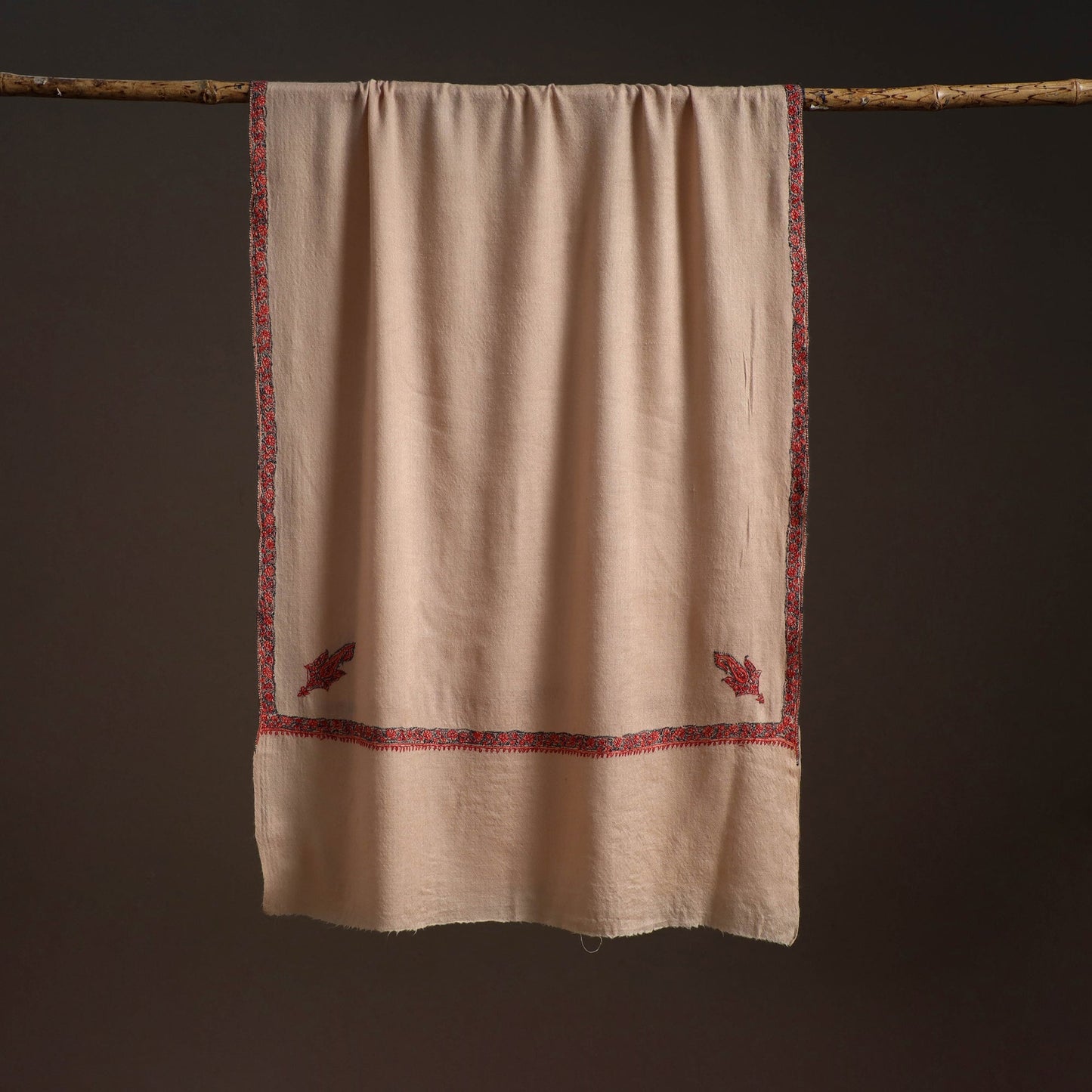 Handwoven sozni hand embroidered merino wool kashmiri stole