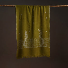 Handwoven sozni hand embroidered merino wool kashmiri stole
