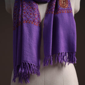 Handwoven sozni hand embroidered merino wool kashmiri stole
