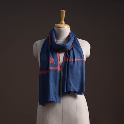 Handwoven sozni hand embroidered merino wool kashmiri stole