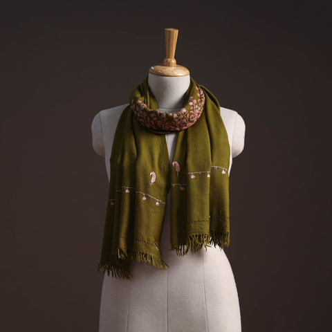 Handwoven sozni hand embroidered merino wool kashmiri stole