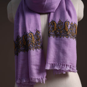 Handwoven sozni hand embroidered merino wool kashmiri stole