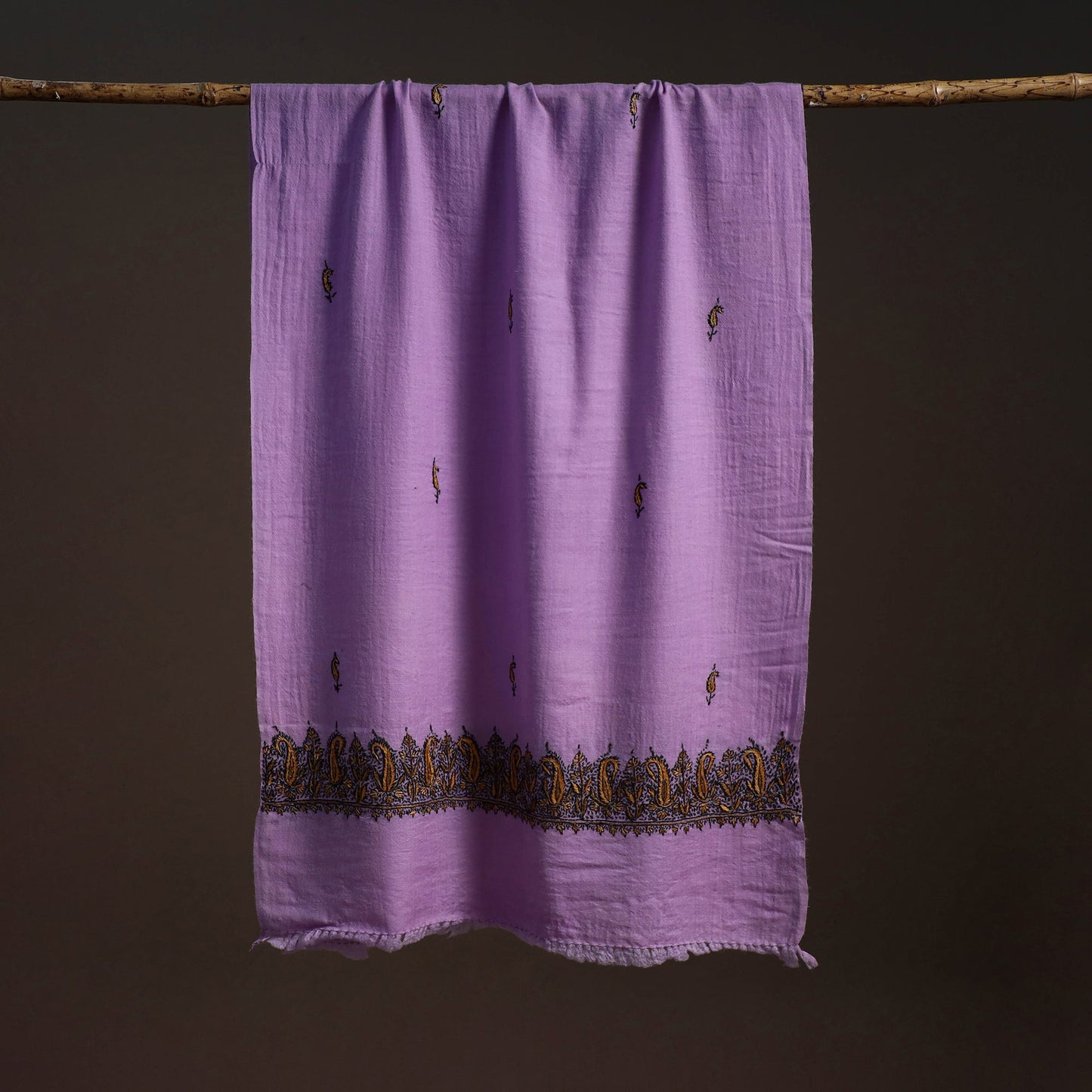 Handwoven sozni hand embroidered merino wool kashmiri stole