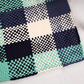  Blue & Green Handwoven Upcycled Cotton Carpet / Rug