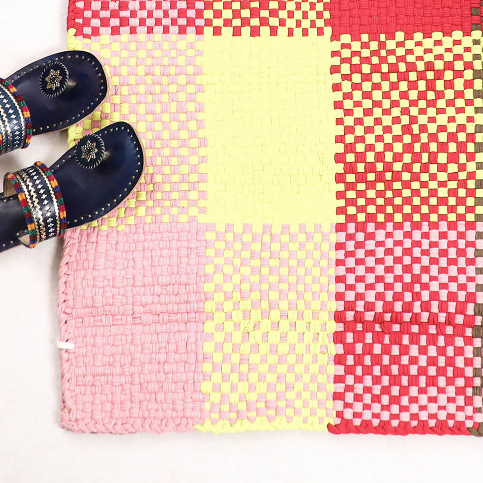  Multicolor Handwoven Upcycled Cotton Carpet / Rug 