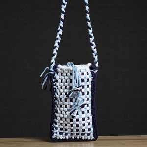  Handwoven Upcycled Cotton Sling Tablet Bag 