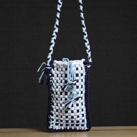  Handwoven Upcycled Cotton Sling Tablet Bag 