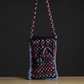  Handwoven Upcycled Cotton Sling Tablet Bag 
